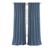 Kate Aurora 1 Piece Grant Light Filtering Button Pleated Rod Pocket & Back Tab Window Curtain Panel - 84 in. Long - Navy Blue
