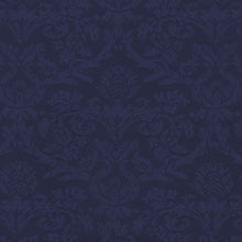 Kate Aurora Jacquard Damask Curtains With An Attached Austrian Valance & Tiebacks - 84 in. Long - Navy Blue