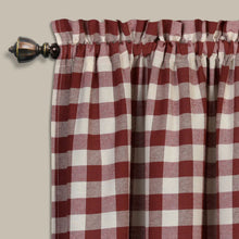 Kate Aurora Country Farmhouse Buffalo Check Plaid Gingham Single Window Curtain - 42 in. W x 63 in. L, Burgundy