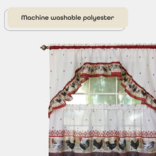 Kate Aurora Old Country Rooster Cottage Sheer Kitchen Curtain Tier & Swag Set - 36 in. Long