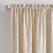 Kate Aurora Contemporary Geometric Shabby Diamond Clipped Rod Pocket Single Window Curtain Panel - 84 in. Long - Tan
