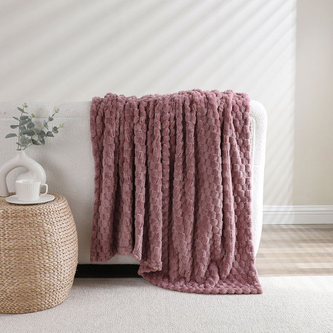 Kate Aurora Leylani Ultra Soft & Plush Luxurious Accent Throw Blanket - 50 in. W x 60 in. L - Rose