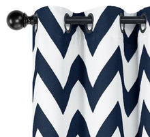 GoodGram 2 Pack: Hotel Thermal Grommet 100% Blackout Curtains - 52 in. W x 95 in. L, Chevron Navy
