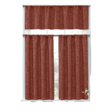 Kate Aurora Complete Textured 3 Piece Café Kitchen Curtain Tier & Valance Set - 56 in. W x 15 in. L, Spice