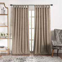 Kate Aurora 2 Piece Tulip Tab Top Earth Toned Semi Sheer Curtain Panel Pair - 63 in. Long - Linen