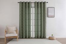 Kate Aurora 1 Piece Vienna Lux Embroidered Linen Blend Semi Sheer Grommet Window Curtain Panel - 84 in. Long - Sage