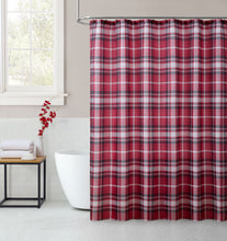 Kate Aurora Tis' The Season Holiday Christmas Plaid Fabric Shower Curtain With 12 Matching Hooks