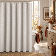 Kate Aurora Giselle Square Textured Spa Retreat Fabric Shower Curtain - Standard Size - Taupe/Natural