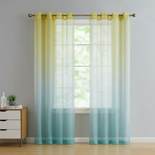 Kate Aurora Tropical Living Semi Matte Sheer Ombre Chic Grommet Top Window Curtains - 52 in. W x 84 in. L, Citrus Multi