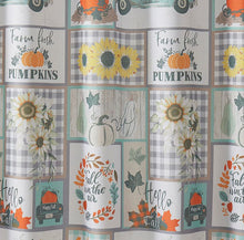 Kate Aurora Autumn Accents Plaid Patchwork Fall Pick Up Trucks & Pumpkin Patch Fabric Shower Curtain - Standard Size