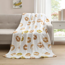 Kate Aurora Gold Lips Oversized Accent Throw Blanket - 50 in. x 70 in.