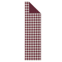 Kate Aurora Country Farmhouse Living Reversible Buffalo Plaid/Solid Table Runners - 13 in. W x 36 in. L, Country Burgundy