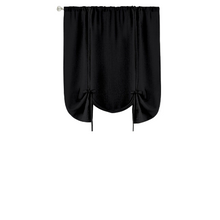 Kate Aurora Shabby Linen Farmhouse Sheer Flax Curtain Tie Up Single Window Curtain Shade - 42 in. W x 63 in. L, Black