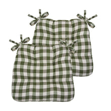 Kate Aurora Country Living Gingham Plaid Checkered Country Farmhouse Chair Cushion Pads - 2 Piece, Sage Green