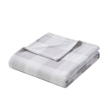 Kate Aurora Oversized Gray & White Plaid Farmhouse Accent Throw Blanket - 50"x70"