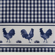 Kate Aurora Lightweight Plaid Country Farmhouse Rooster Window Rod Pocket Curtain Valance - Navy