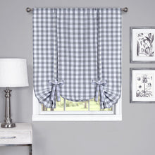 GoodGram Buffalo Check Gingham Custom Window Curtain Treatments - Single Tie-Up Curtain 42 in. W x 63 in. L, Gray