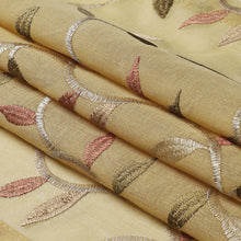 Kate Aurora Shabby Sheer Embroidered Complete 3 Piece Floral Rod Pocket Cafe Kitchen Curtain Tier & Valance Set - Golden Yell