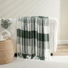 Kate Aurora Country Farmhouse Chic Ultra Soft Chenille Buffalo Check Plaid Throw Blanket - 50" x 60" - Green