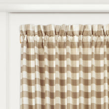 Kate Aurora Plaid Country Farmhouse French Door Curtain Panel With Matching Tieback - 25W x 40L, Linen