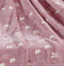 GoodGram Glow In The Dark Pink Rainbows & Cupcakes Ultra Plush Fleece Accent Throw Blanket - 50 In. X 60 In.