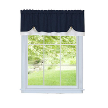 Kate Aurora Country Farmhouse Flax Linen Tie Up Window Valance - 58 in. W x 14 in. L, Navy