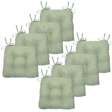Kate Aurora Country Living Plush Solid Colored Country Farmhouse Reversible Chair Cushions/Pads With Tear Proof Ties - Green 