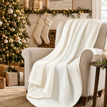 Kate Aurora 2 Pack Burgundy & Ivory Christmas Coordinated Herringbone Accent Throw Blankets