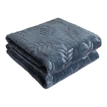Kate Aurora Ultra Soft & Plush Hypoallergenic Pascal Leaf Accent Fleece Throw Blanket - 50" x 60" - Navy