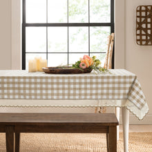 Kate Aurora Country Farmhouse Plaid Buffalo Check Stain & Spill Proof Fabric Tablecloths - 60in. X 120in. (10-12 Chairs), Lin