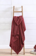 Kate Aurora Ultra Soft & Plush Herringbone Fleece Throw Blanket Covers - Burgundy Color