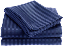 Kate Aurora 4-piece Premium Hotel Quality Striped Bed Sheet Sets - 60in W x 80in L, Navy