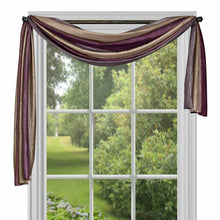 GoodGram Royal Ombre Crushed Semi Sheer Complete 3 Piece Window Curtains & Scarf Set - 42 in. W x 84 in. L, Aubergine