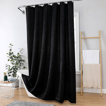 Kate Aurora Serena Elegant Jacquard Woven Fabric Shower Curtain - Standard Size - Black