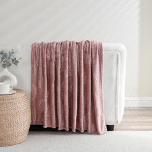 Kate Aurora Ultra Soft & Plush Hypoallergenic Pascal Leaf Accent Fleece Throw Blanket - 50" x 60" - Pink