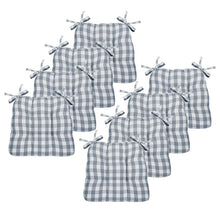 Kate Aurora Country Living Gingham Plaid Checkered Country Farmhouse Chair Cushion Pads - 8 Piece, Gray