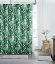 Kate Aurora Tropical Rainforest Banana Fern Leaves Fabric Shower Curtain - Standard Size