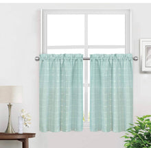 Kate Aurora 3 Piece Claire Embroidered Cafe Rod Pocket Kitchen Curtain Tier & Valance Set - Aqua