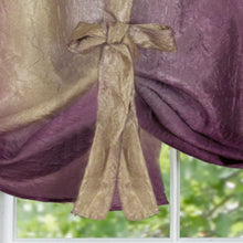 GoodGram Ombre Crushed Satin Sheer Single Window Curtains & Valances - 50 in. W x 63 in. L Single Tie Up Shade, Aubergine