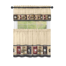 Kate Aurora Complete 3 Piece Seattle Coffee Shoppe Retro Cafe Rod Pocket Kitchen Curtain Tier & Valance Set