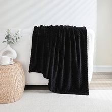 Kate Aurora Herringbone Shag Ultra Soft & Plush Accent Throw Blanket - 50 in. W x 60 in. L - Black