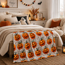 Kate Aurora Happy Halloween Jack O' Lantern Pumpkins Accent Fleece Throw Blanket - 50 in. x 60 in.