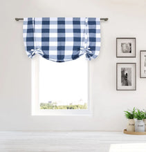 Kate Aurora Country Farmhouse Large Buffalo Plaid Tie Up Window Curtain With Ties