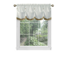 Kate Aurora Country Farmhouse Living Solid Colored Button Tuck Window Valance - 56in W x 14in L, Linen