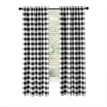 Kate Aurora Modern Farmhouse 2 Piece Large Buffalo Plaid Check Rod Pocket Curtains - 63 in - Black