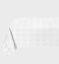 Kate Aurora Plaid & Tartan Stain Resistant & Spill-Proof Fabric Tablecloth - 10-12 Chairs, White