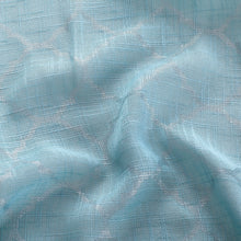 Kate Aurora 2 Piece Silver Sparkly Semi Sheer Trellis Quatrefoil Grommet Top Window Curtain Panels - 84 in. Long - Aqua
