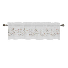 Kate Aurora Shabby Sheer Embroidered Complete 3 Piece Floral Rod Pocket Cafe Kitchen Curtain Tier & Valance Set - White