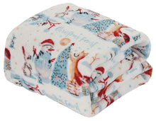 Kate Aurora Ultra Soft & Cozy Christmas Forest Friends Santa Plush Throw Blanket Cover - 50 in. W x 60 in. L