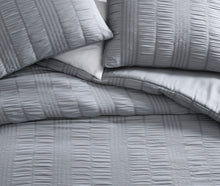 Kate Aurora Modern Accents Jodi Ruffled Embossed 3 Piece Comforter & Pillow Shams Set  , Gray - Queen